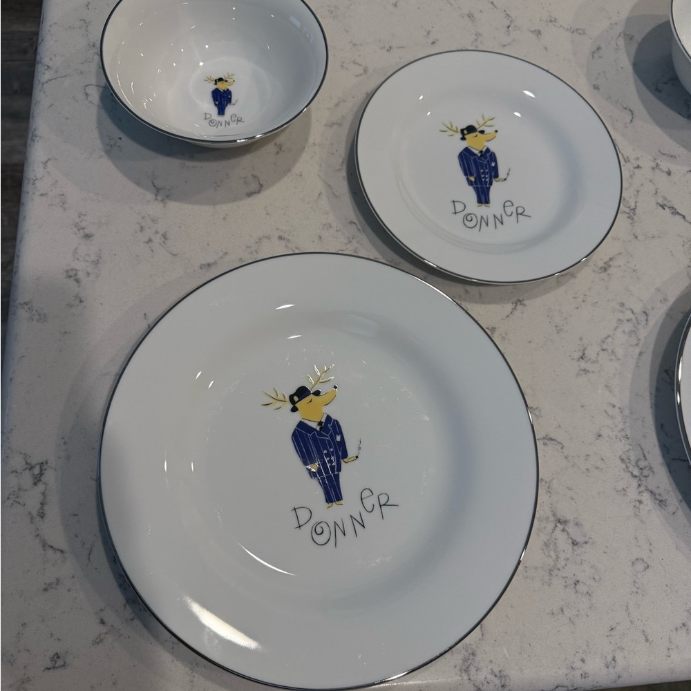 Pottery Barn White Reindeer Plate